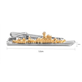 Yoursfs Cruise Ship Tie Clip For Men Bus White Gold Plated Rectangular Shirt Clip Party Men's Unique Design Stainless Steel Shirt Clip For Birthday Boys