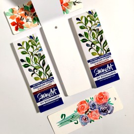 Messketeers - 320gsm Premium Ivory Professional Bookmark Sketchpads/for All Mediums, Calligraphy, Charcoal, acrylics, Gouache / (Pack of 2 - a Total of 30 DIY Bookmarks) / Blue Florals