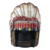 Western Tribal Indian Warrior Chief Headdress With Eagle Feathers Figurine