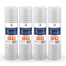 Aquaboon 5 Micron 20 x 4.5 Whole House String Wound Water Filter Replacement Cartridge for Well Water Filtration Compatible with WP5BB20P, 4-Pack