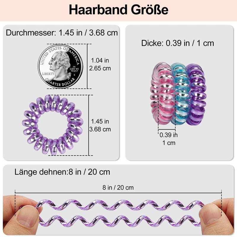 JessLab Spiral Hair Bobbles, Pack of 20 Traceless Telephone Cable