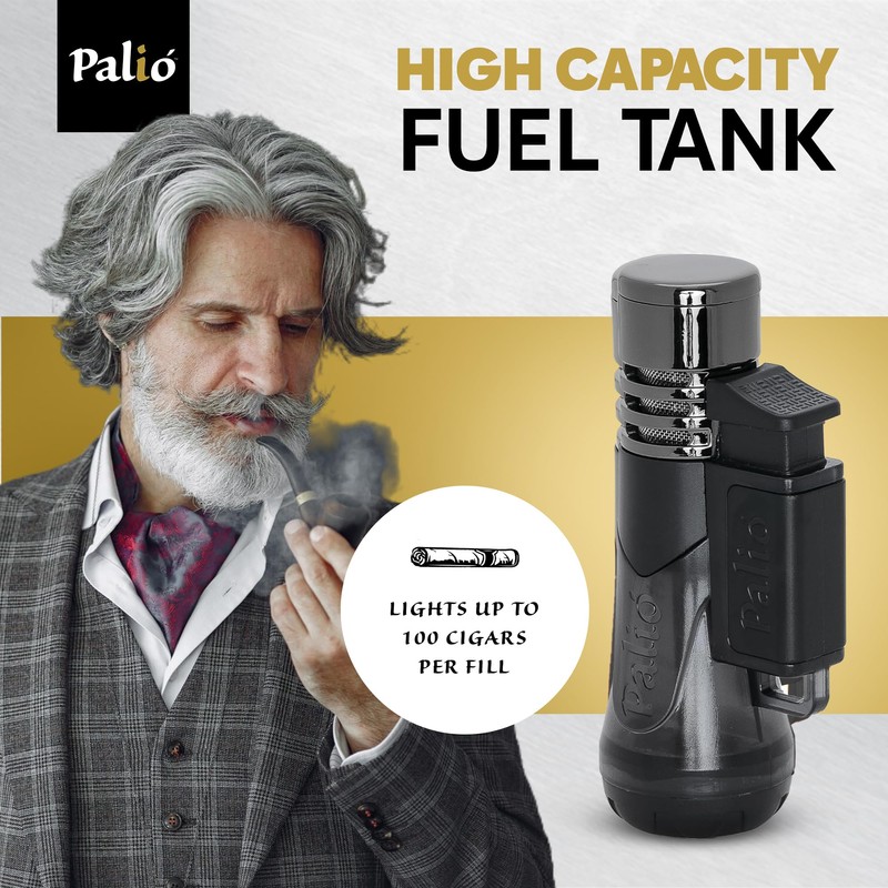 Palió Siena Single Jet-Flame Lighter, Black | Oversized, High-Capacity, Adjustable