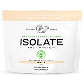 Muscle Feast Grass-Fed Whey Protein Isolate, All Natural Hormone Free Pasture Raised, Whey Isolate Protein Powder for Men and Women, Clean, Gluten-Free, Delicious Isolate Protein - Vanilla, 2lb