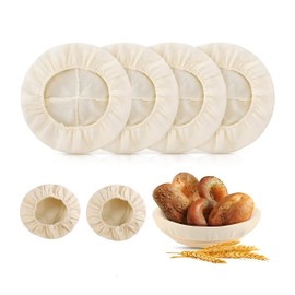KOACKL Bread Proofing Cover - 4 Pack Basket Linen Cloths & 2 Jar Covers, Reusable Cotton Bread Proofing Liners for Sourdough Baking, 10" Compatible with Round/Oval Banneton Baskets