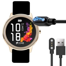 Sekonda Flex Smart Watch Charger, 2 Pin USB Magnetic Replacement - Compatible with Sekonda Flex Womens 42mm Smart Watch (2 pack-Black+Black)