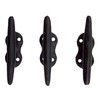 Wowser Nautical Black Cast Iron Boat Cleat Wall Hooks, 3.5