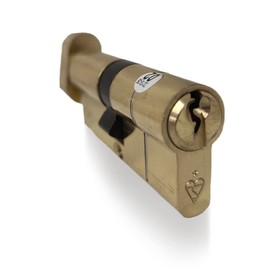 UAP Thumb Turn Euro Cylinder Lock with Anti-Snap & 3 Keys - 1-Star Kitemarked Door Lock Barrel for Home Security - Fire-Rated with Easy-Grip Design for Elderly Use (80mm 40/40) (Brass)