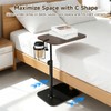 Joyoolife Rotating C Shaped Side Table with Cup Holder, Adjustable