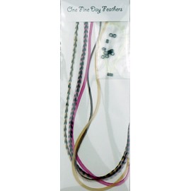 Feather Hair Extensions 5 Pack + Rings/Loop (Pink Auburn)
