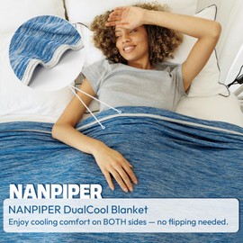 NANPIPER Cooling Blanket Queen Size for Hot Sleepers,Double Sided Cold Lightweight Summer Bed Blanket, Classic Blue 90"x90"