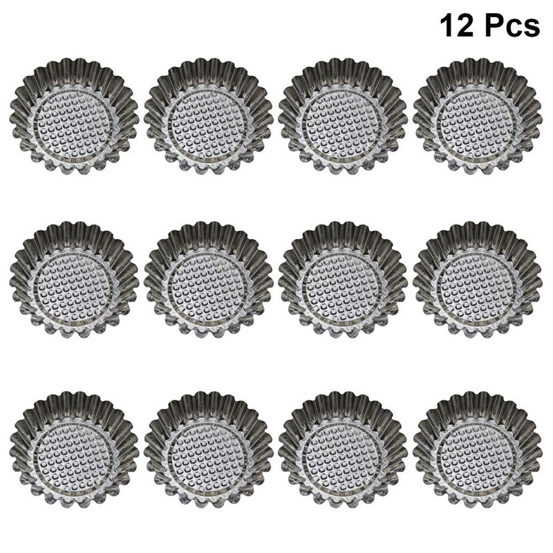 DOITOOL Baking Cup 12pcs Stainless Steel Round Lace Egg Tart