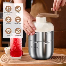Ice Shaver and Snow Cone Machine - Premium Portable Ice Crusher and Shaved Ice Machine with Free Ice box - Large ice cup - Stainless steel,easy to clean,gift,Manual, no energy consumption