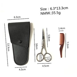 MERRYHAPY Beard Scissors Set for Men Eyebrow Trimmer Kit Stainless Steel Scissor with Comb Travel Bag