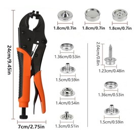 Heavy Duty Snap Fastener Tool Kit with 140pcs Snaps, Adjustable Snap Pliers Snap Button Tool Kit with Punch Function Includes 40 Sets 15mm Snaps for Boat Covers, Tarp, Canvas, Leather (Orange)