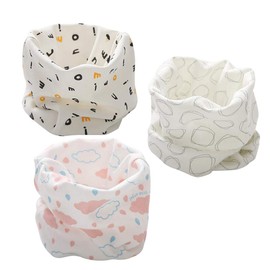 Debaijia Baby Neckerchief Scarves Children Infants Cotton Ultralight Warmer Comfortable Beautiful Cotton Printed Tube Scarf Loop O-Ring Collar for Boys Girls 0-8 Years / Pack of 3 (40 x 20 cm) - Set 3