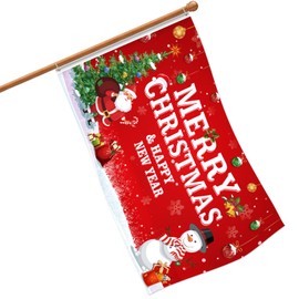 Christmas Flag 3 x 5 ft Double Sided, Merry Christmas and Happy New Year Flag Large Fabric Xmas Tree Santa Snowman Flag Banner for Christmas Winter Holiday Garden Yard House Decoration Outdoor Indoor