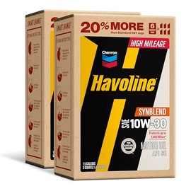 Havoline Motor Oil 10w30 High Mileage Synthetic Technology Smart Change Engine Oil, 10W-30, 6 Quarts, Pack of 2