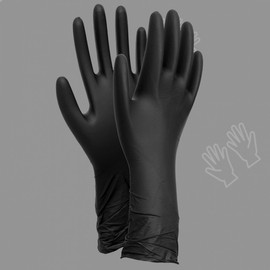 Black Nitrile Gloves, Long Cuff, 100 Count - Food Grade Kitchen Use Black Small