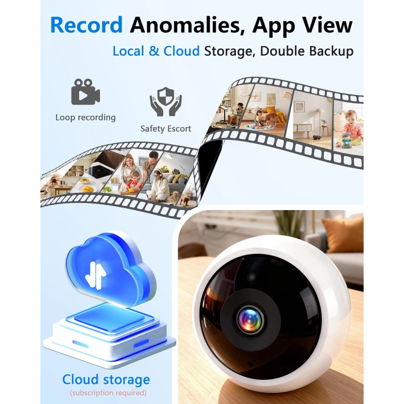 Wireless Magnetic Security Cameras, Install-Free 2K WiFi with AI Motion