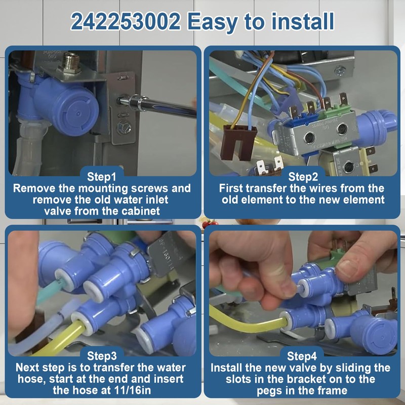 242253002 Refrigerator Water Inlet Valve Compatible With Frigidaire Electrolux Kenmore