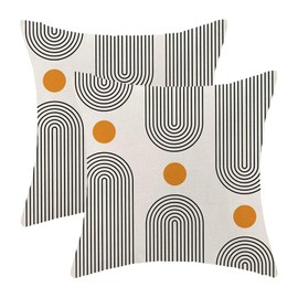 Boho Mid Century Pillow Covers 20x20 Inch Set of 2, Abstract Simple Sun Arch Decorative Throw Pillowcase Boho Modern Outdoor Farmhouse Cushion Cover for Sofa Couch Bed Living Room Decor