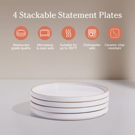 Our Place Salad Plates - Set of Four 8.5” Handcrafted Ceramic Plates | Versatile & Durable | Chip-Resistant, Restaurant-Grade | Steam