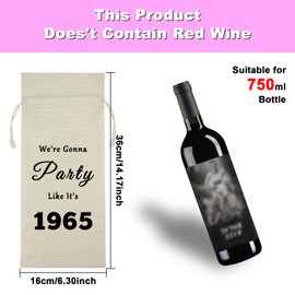60th Birthday Gift for Women Men Wine Bag 60th Birthday Present Idea for Mom Dad Wine Gift Bag 60 Year Old Turning 60 Gift for Wife Grandma Friend Drawstring Wine Wrap Bag Birthday Party Decors