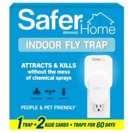 Safer Home Indoor Plug-In Fly Trap - SH502 - Effective Fruit Fly Traps for Indoors, Gnat Traps for House Indoor, 400 Sq Ft Protection - Style: 1 Device + 2 Glue Cards