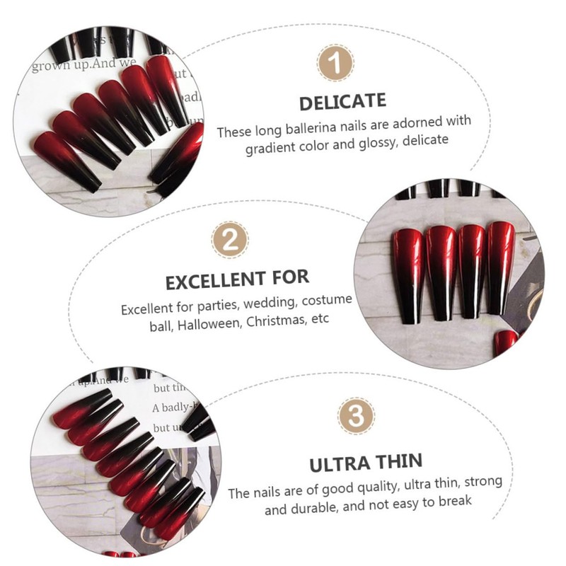 Outanaya 48pcs Artificial Nail Art Tips of Coffin Armor Nails