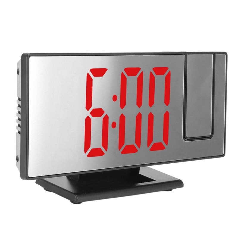 Projection Digital Alarm Clock USB Charging Automatic Dimming LED Mirror