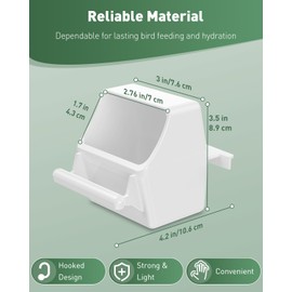 Pawfly 2 Pcs Bird Feeder, Hanging Plastic Water Dispenser with Hooks, Food Bowl for Parakeet Cockatiel Canary Parrot