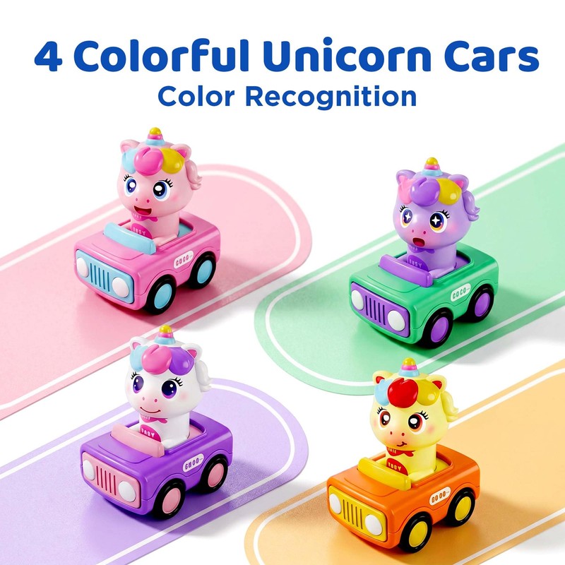 iPlay, iLearn Press to Go Unicorn Car Toys for Toddler