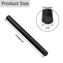 2 Pcs HDPE Rod,HDPE High Density Polyethylene Round Rod,3/4"x 13" Plastic Round Rod for Mechanical Processing of Various Parts and DIY Projects(Black)