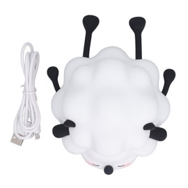 Night Lamp Cute Cartoon Sheep Modeling Three Speed Lighting Eye Caring Rechargeable 1200mAh White Warm Light Waterproof Silicone Tap Lamp for Sleeping Black