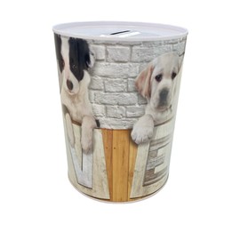 BLUECHOLON Original Money Box with Style and Message, Large Piggy Bank for Adults, Tin Money Box, Gift Piggy Bank XL (16 x 12, Love Dogs)