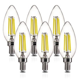 FLSNT 60W Equivalent LED Candelabra Bulbs, Dimmable LED Chandelier Bulbs, E12 Base, 500LM, 90 High CRI, 6 Pack, 5000K Daylight