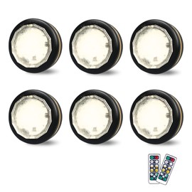 Petorobot LED Puck Lights with Remote Battery Operated Under Cabinet Lights Dimmable Timer Memory Light Function Warm Night Safe Closet Light for Cabinet Stairway Kitchen Wardrobe(6 Pack)