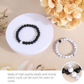 Emereau Matching Bracelets for Couples, Bead Couple Bracelet for Him And Her, Long Distance Bracelets for Boyfriend Girlfriend Promise Bracelet Relationship Bracelets Valentine's Day Happy Anniversary