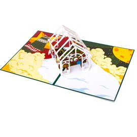 Ribbli Pop Up Christmas Card, 3D Christmas Cards, Happy Holidays Card, Poinsettia Greenhouse Card, Merry Xmas Cards for Kids Mom Dad Son Daughter Grandson Granddaughter Wife Friends, with Envelope