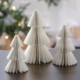 Ginger Ray White Honeycomb Tree Paper Hanging Christmas Decorations - Pack of 3