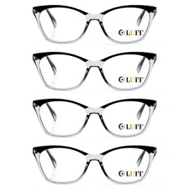 LUFF Cat Eye Reading Glasses for Women - 5 Pairs Blue Light Blocking Computer Readers with Spring Hinge,Fashion HD Eyeglasses Anti Eyestrain(2.5X)