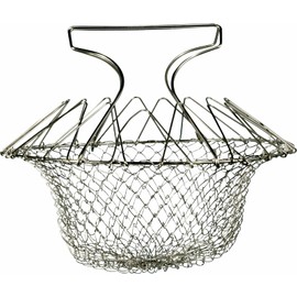 Stainless Steel Wire Cooking Basket Strainer Fryer Ideal for Steaming Vegetables, Frying Food, Cooking Pasta, Anti Burn