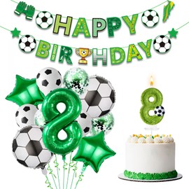 JonesLi 13-Pack Soccer Candle Set, Soccer Birthday Decorations, All-in-One Party Kit with Number Candle，for Birthday Parties, Party Celebrations, Anniversaries (Soccer Theme, 8)