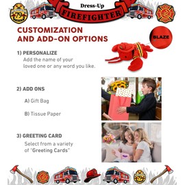 DolliBu Red Lobster Firefighter Stuffed Animal with Name Personalization - Super Soft Lobster with Red Fireman Costume Outfit and Fireman Hat, Cute Fire Fighter Doll Plush Toy for Kids - 13 Inch