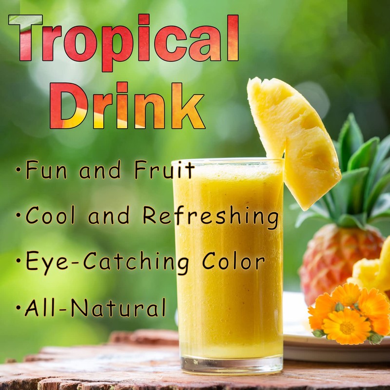 Tropical Drink Mango Pineapple Turmeric Honey Natural Refresher with Marigold