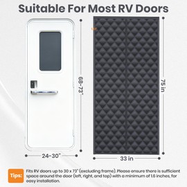 Magnetic RV Insulated Door Cover for Winter, Fit Door Size Largest 30'' x 73'' (Curtain 33'' x 75''), Thermal Insulated RV Door Curtain, Water-Resistant Thermal Insulated Blanket for RV Camper Trailer