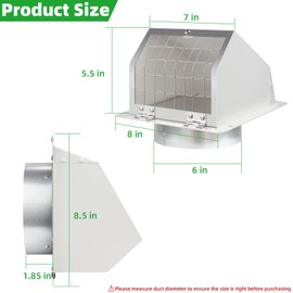 6 Inch Hooded Wall Vent with Screen and Damper,Dryer Vent Cover Outside Exhaust Vent Cover Cap,Wall Mount Extractor Vent Exterior Wall Vent Hood for House Range Hood Laundry Bathroom Fan Duct Air Vent