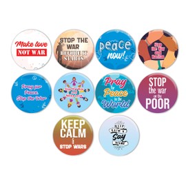 Creanoso Stop the War Pinback Button (1-Set X 10 Buttons) - Fun Classroom Reward Incentives for Students and Children - Stocking Stuffers Party Favors & Giveaways for Boys, Girls, Kids, Teens