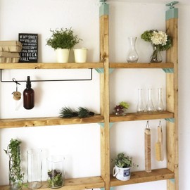 Heian Shindoh Industrial LABRICO DXV-52 DIY Storage Parts Shelf Support Shelf Bracket, Vintage Green, Pack of 2