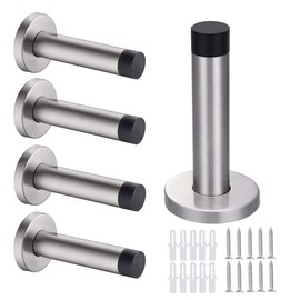 Door Stop, STARVAST 5 Pack 90mm Stainless Steel Door Stopper Heavy Duty Wall Mounted Rubber Buffer Bumper with Screws and Drywall Anchors